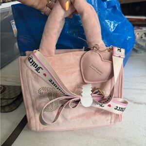 Juicy Couture Mini Bag in Blush Velvet with Gold Accents viral on tic tok